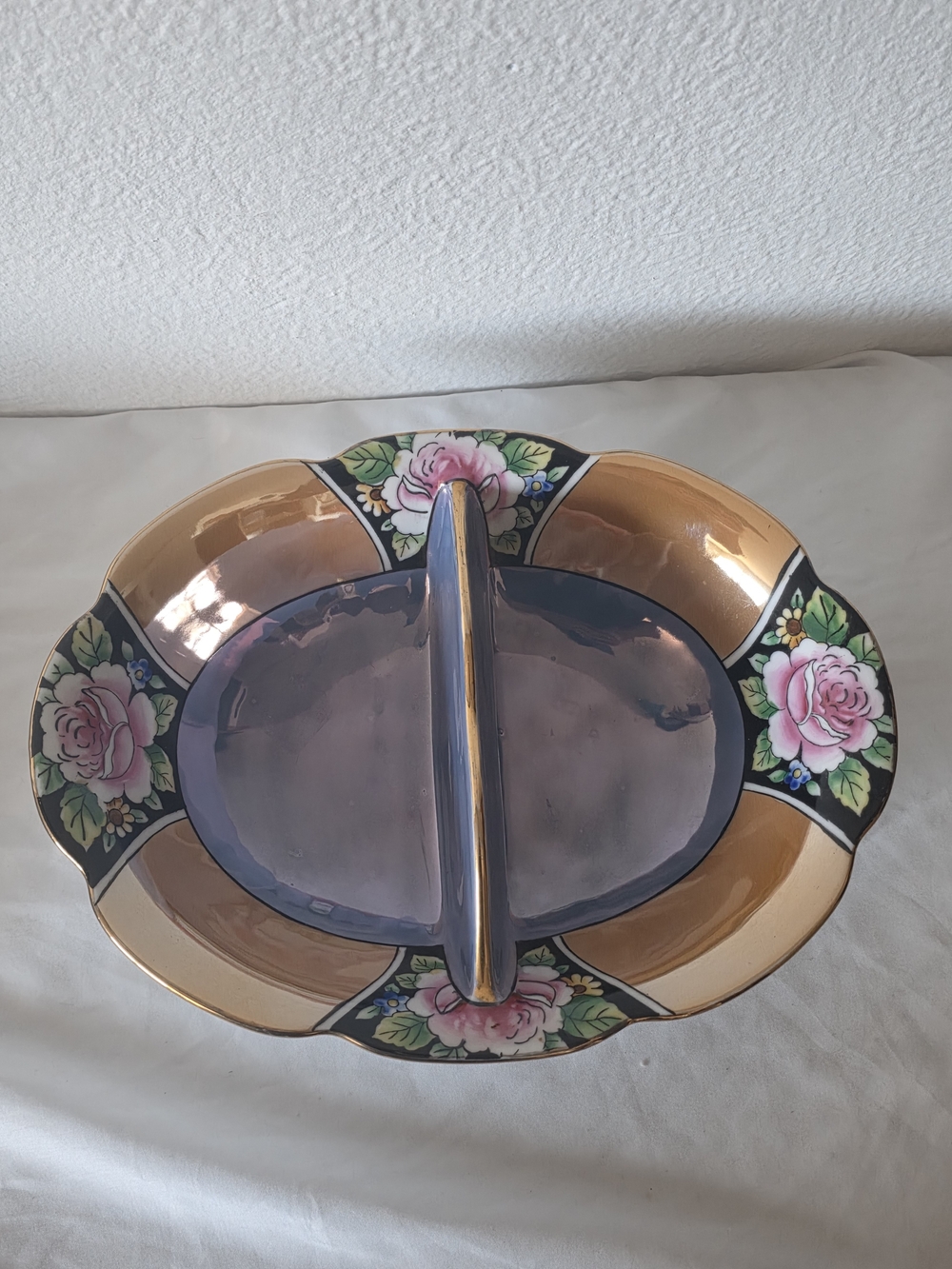 Vintage Noritake Art Deco Hand Painted Divided Porcelain Dish